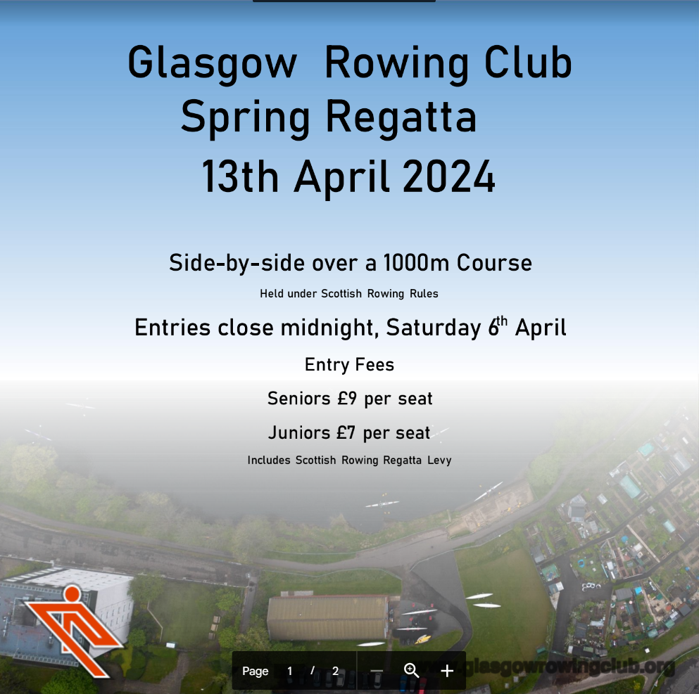 Glasgow Rowing Cliub Spring Regatta 13th April 2024